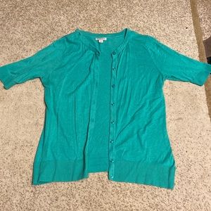 Green Short Sleeve Cardigan